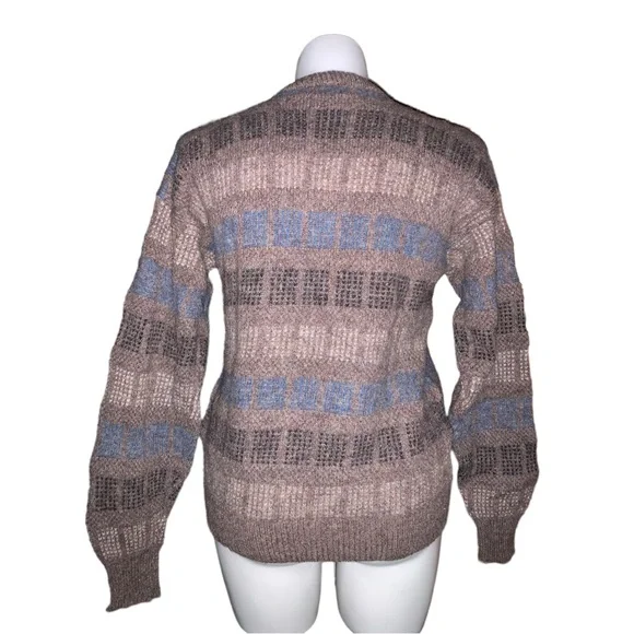 Vintage Michael Jordan Men’s Wool Sweater L Brown Blue Checked Knit Pullover